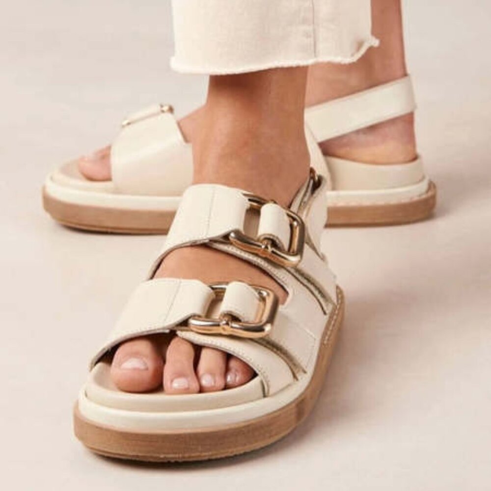 Harper Cream Leather Sandals